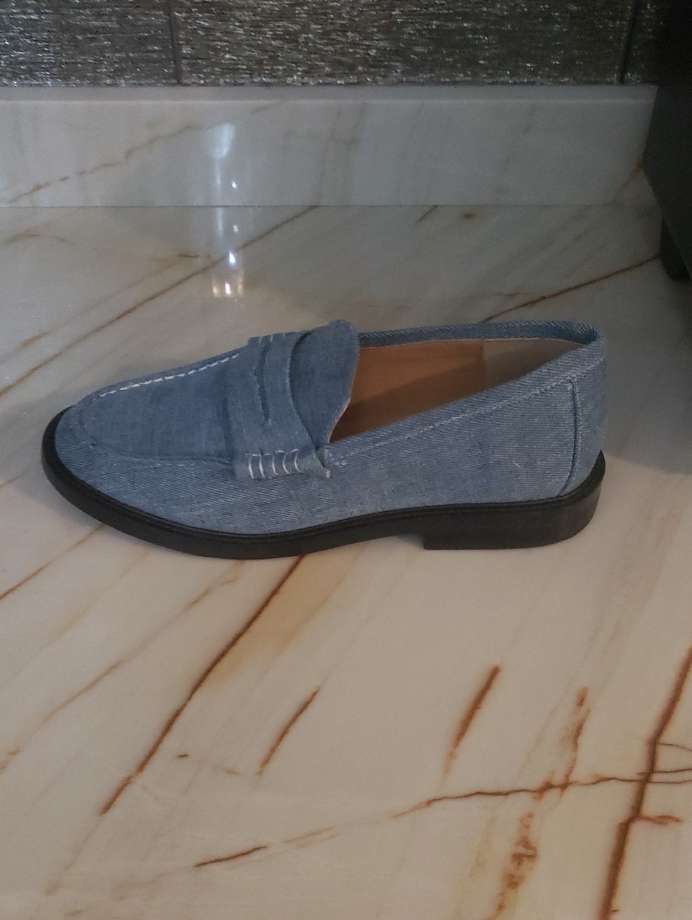 Steve Madden Light Blue Denim Penny Loafer